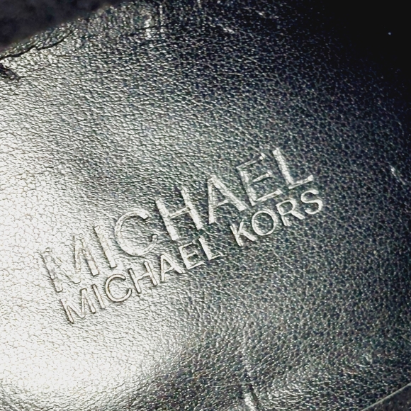 Michael Kors Black Leather Slip On Side Zip Block Heel Ankle Boots D856 - Picture 9 of 14